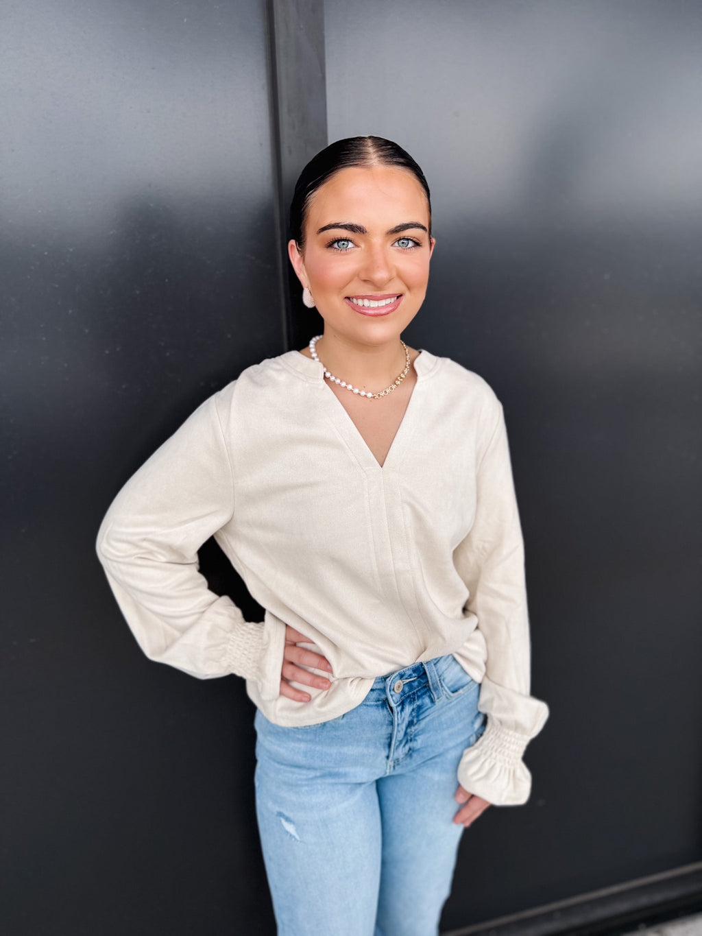 Café Latte Suede Top