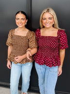 Shelby Polka Dot Smocked Top!