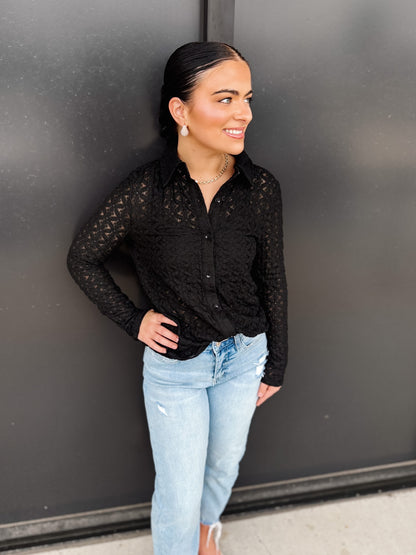 Floral Lace Button Down Top