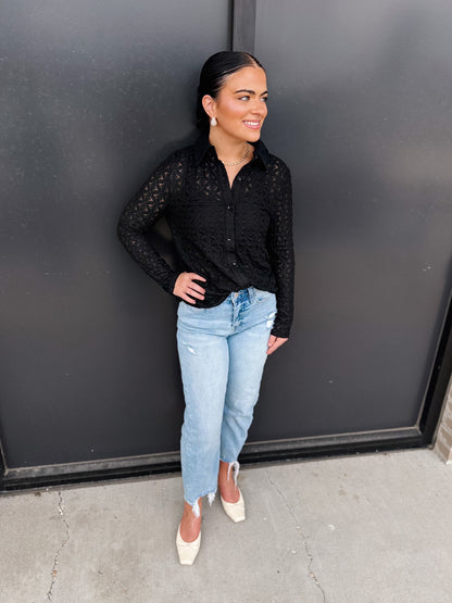 Floral Lace Button Down Top