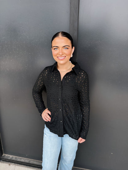 Floral Lace Button Down Top