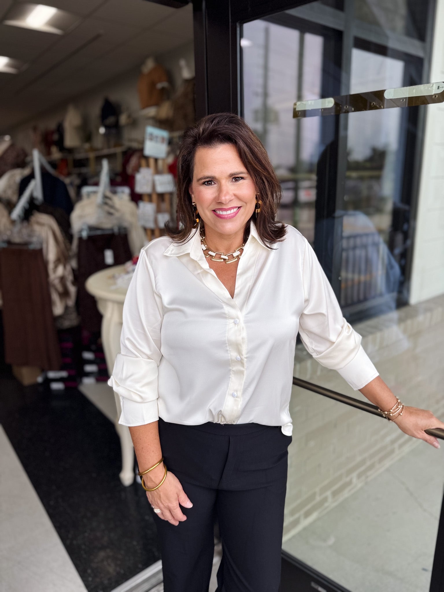 Whip Cream Button Up Top