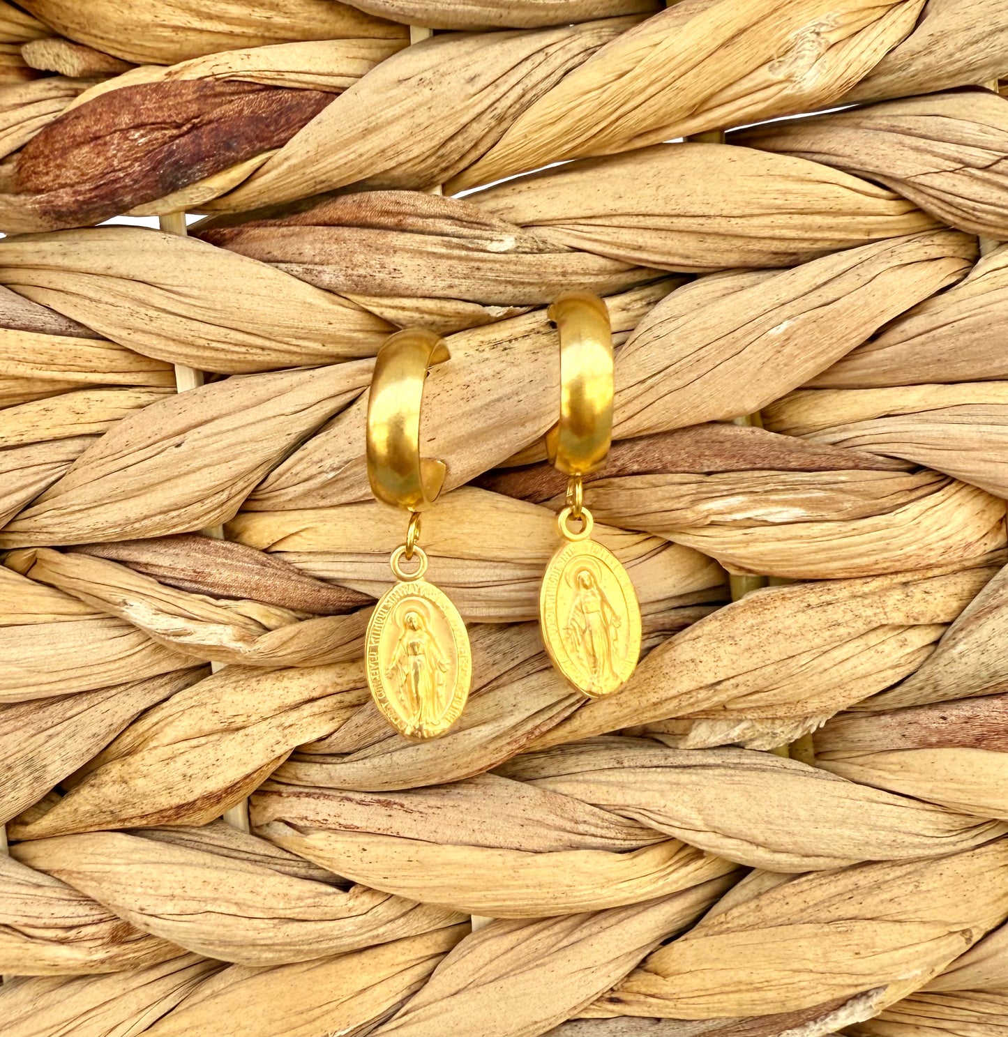 WD Virgin Mary Hoop Earrings