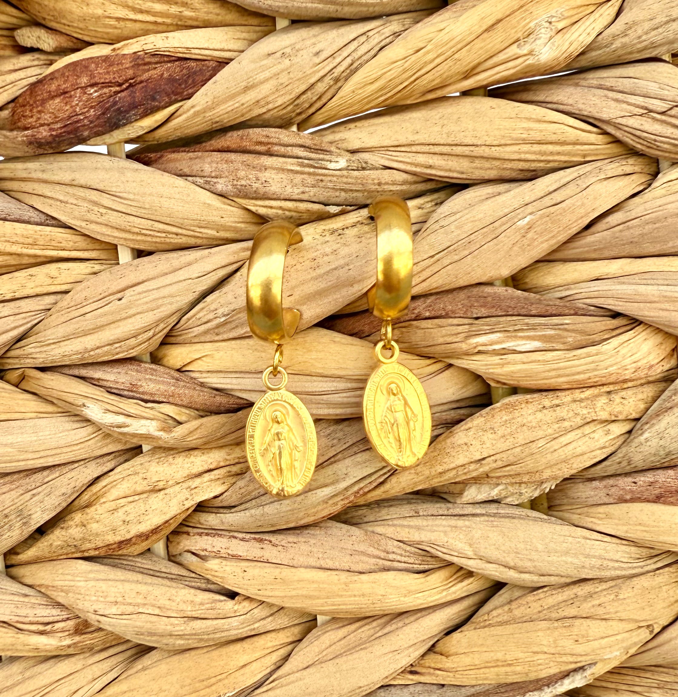 WD Virgin Mary Hoop Earrings!