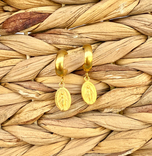 WD Virgin Mary Hoop Earrings