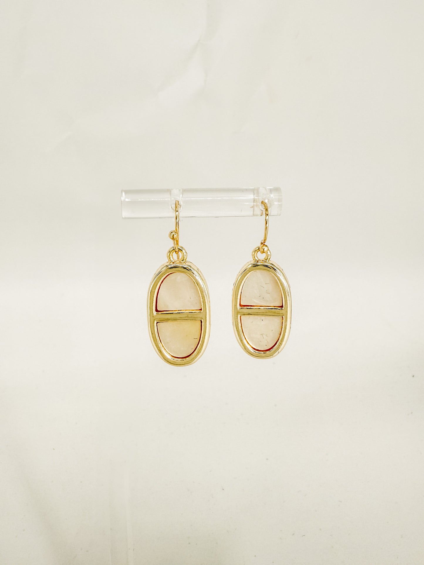14K Oval bar Mother of Pearl earring