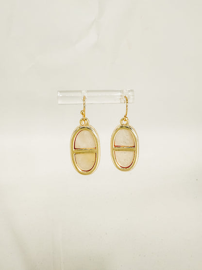 14K Oval bar Mother of Pearl earring