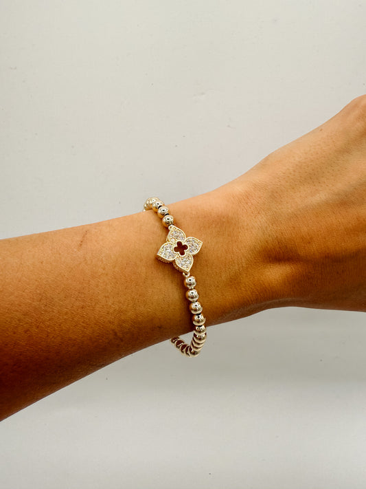 CZ clover stretch bracelet