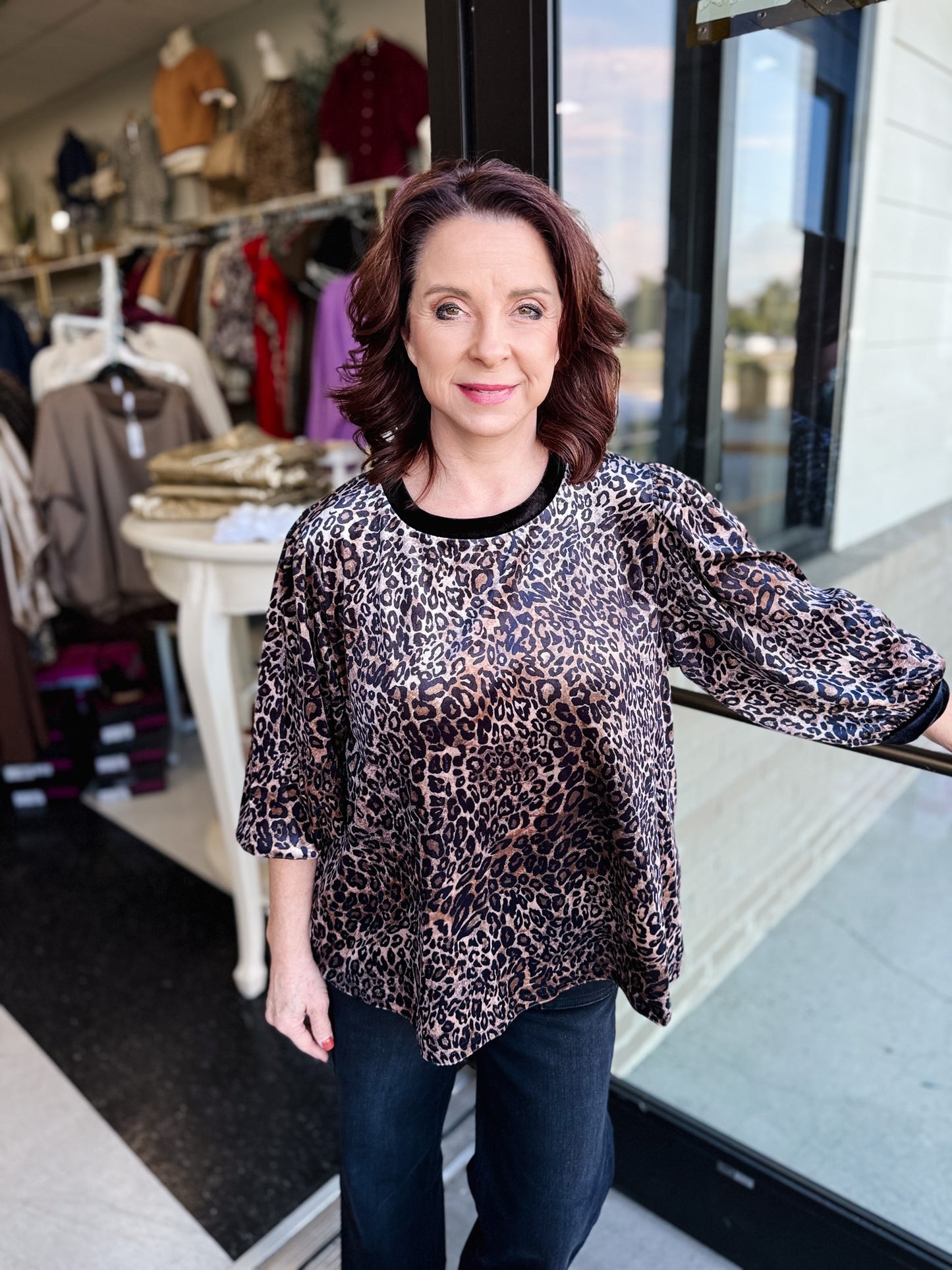Leona Leopard Velvet Top