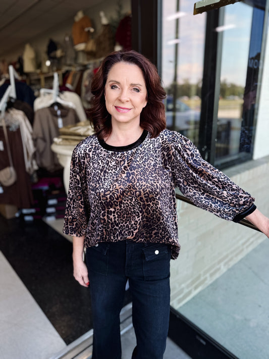 Leona Leopard Velvet Top