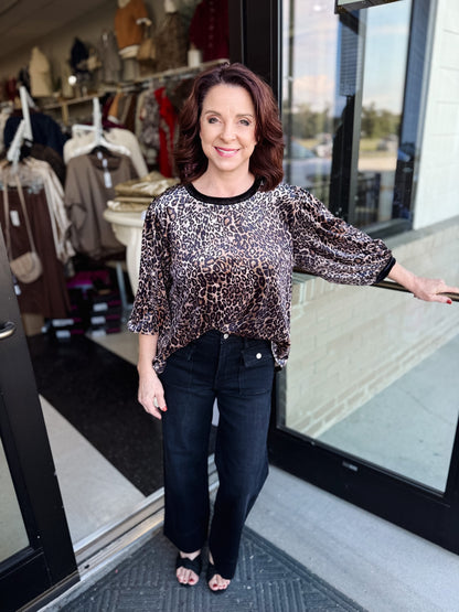Leona Leopard Velvet Top