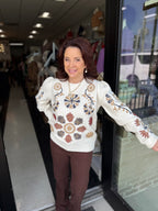 Bolt Floral Embroidered Sweater