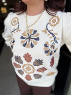 Bolt Floral Embroidered Sweater