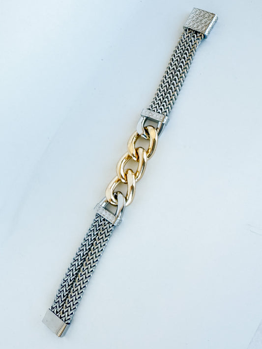 Mixed metal magnetic bracelet