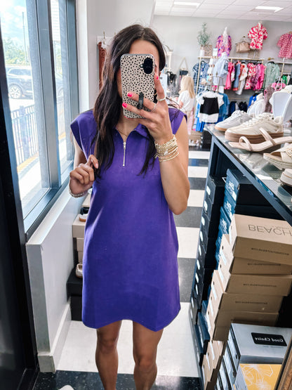 SS Geaux Purple Quarter Zip Dress