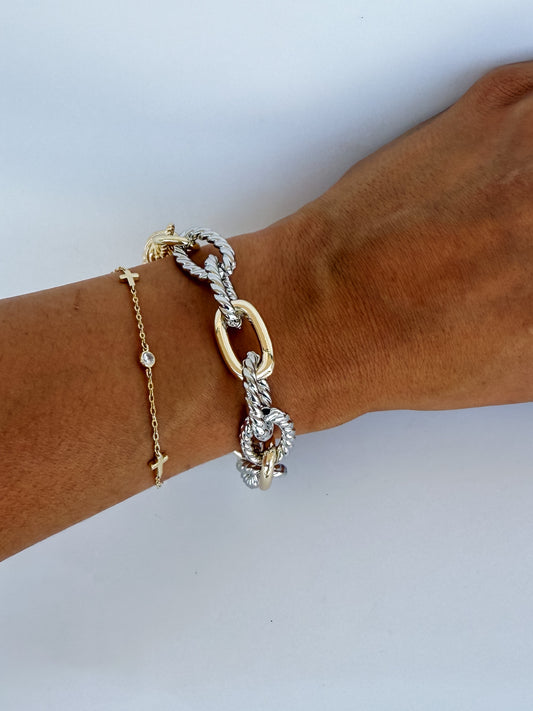 14k plated MOP clover bracelet