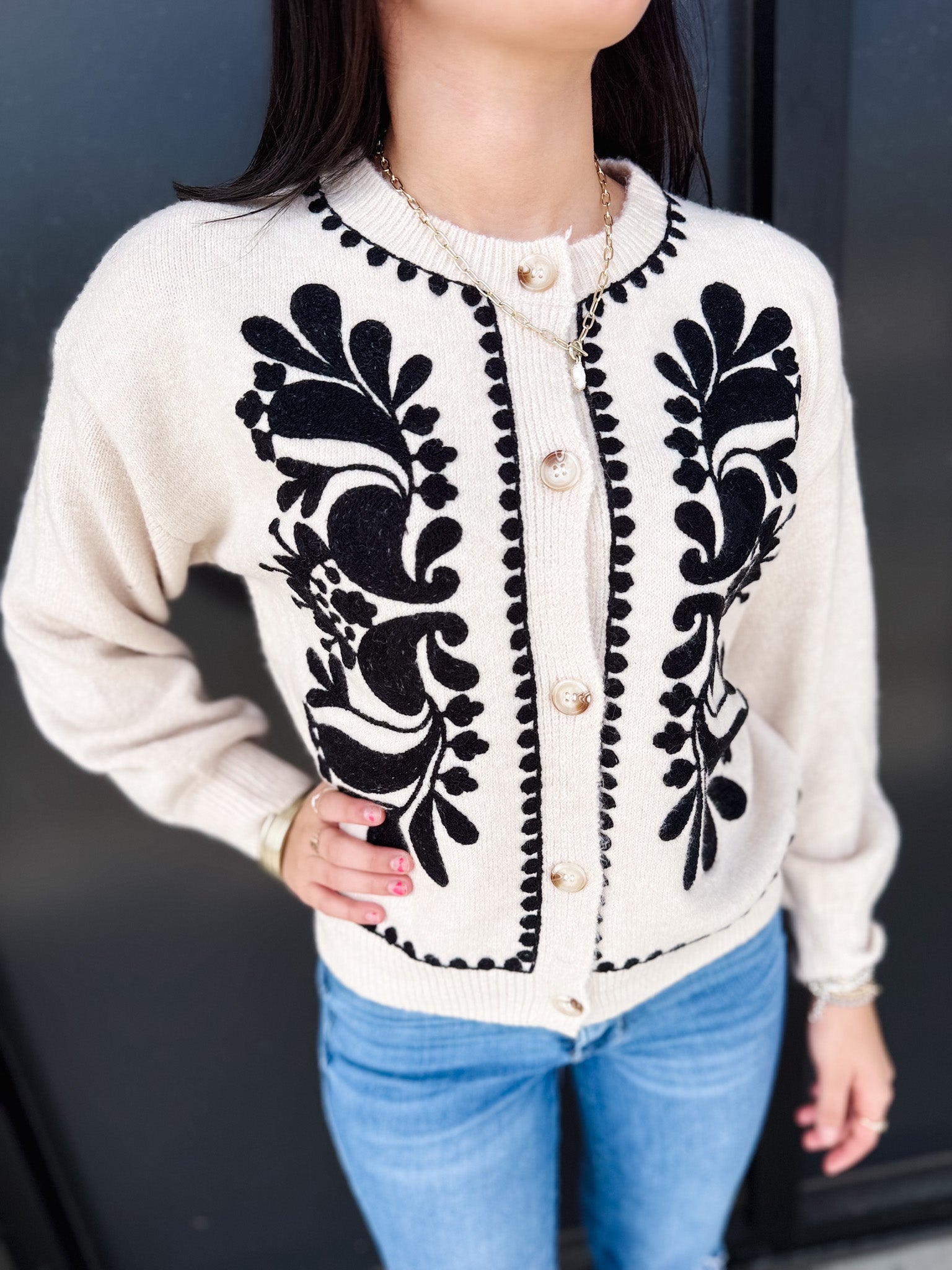 The Embroidered Grace Cardigan