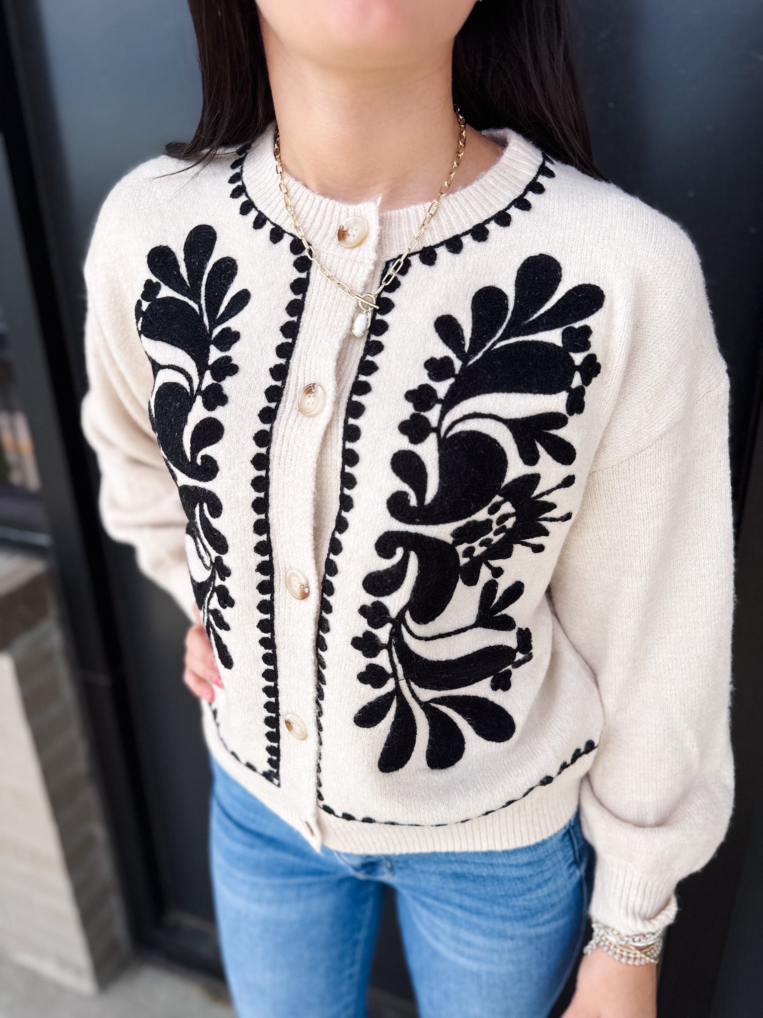 The Embroidered Grace Cardigan