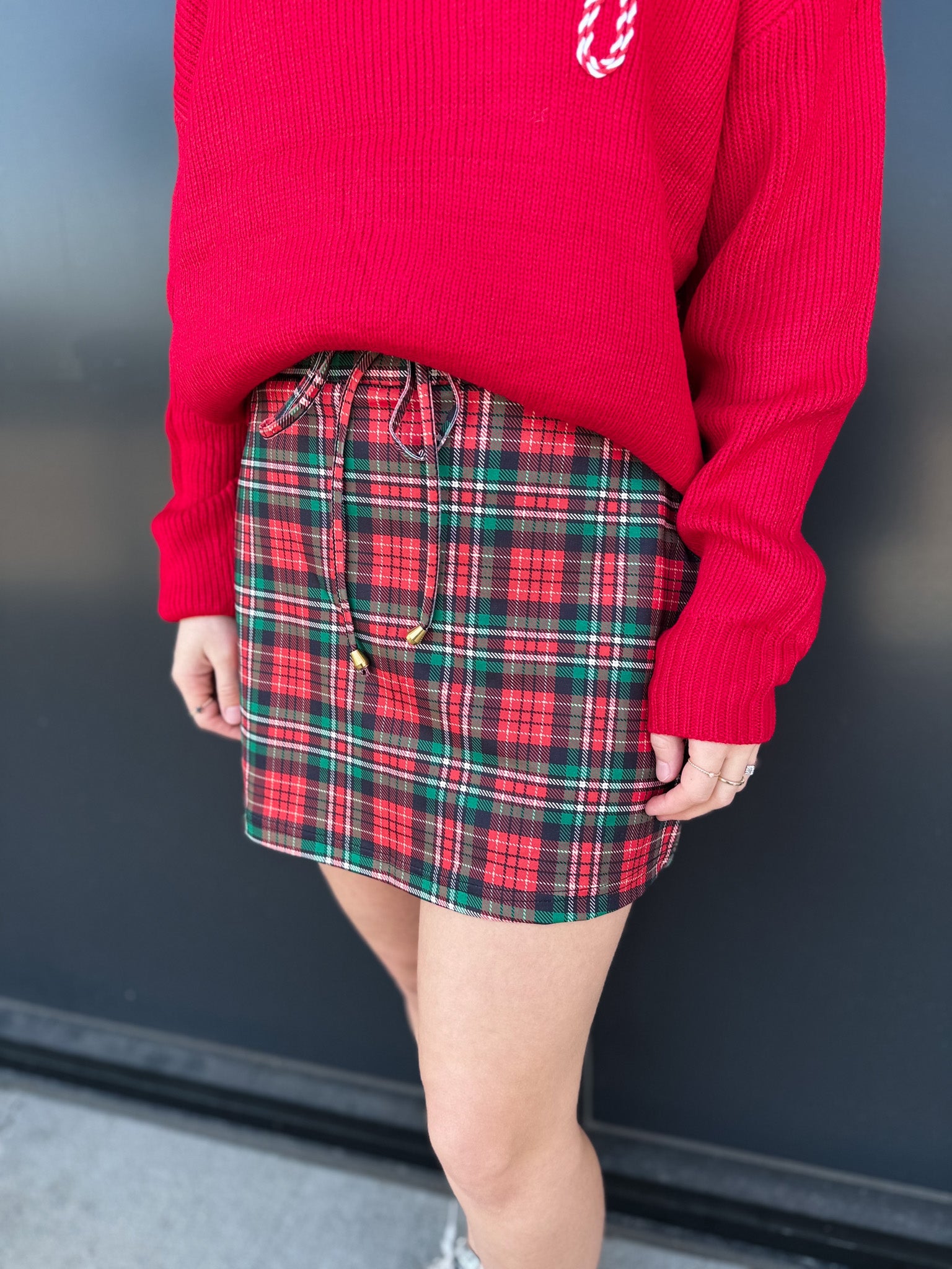 Red Christmas Plaid Skort