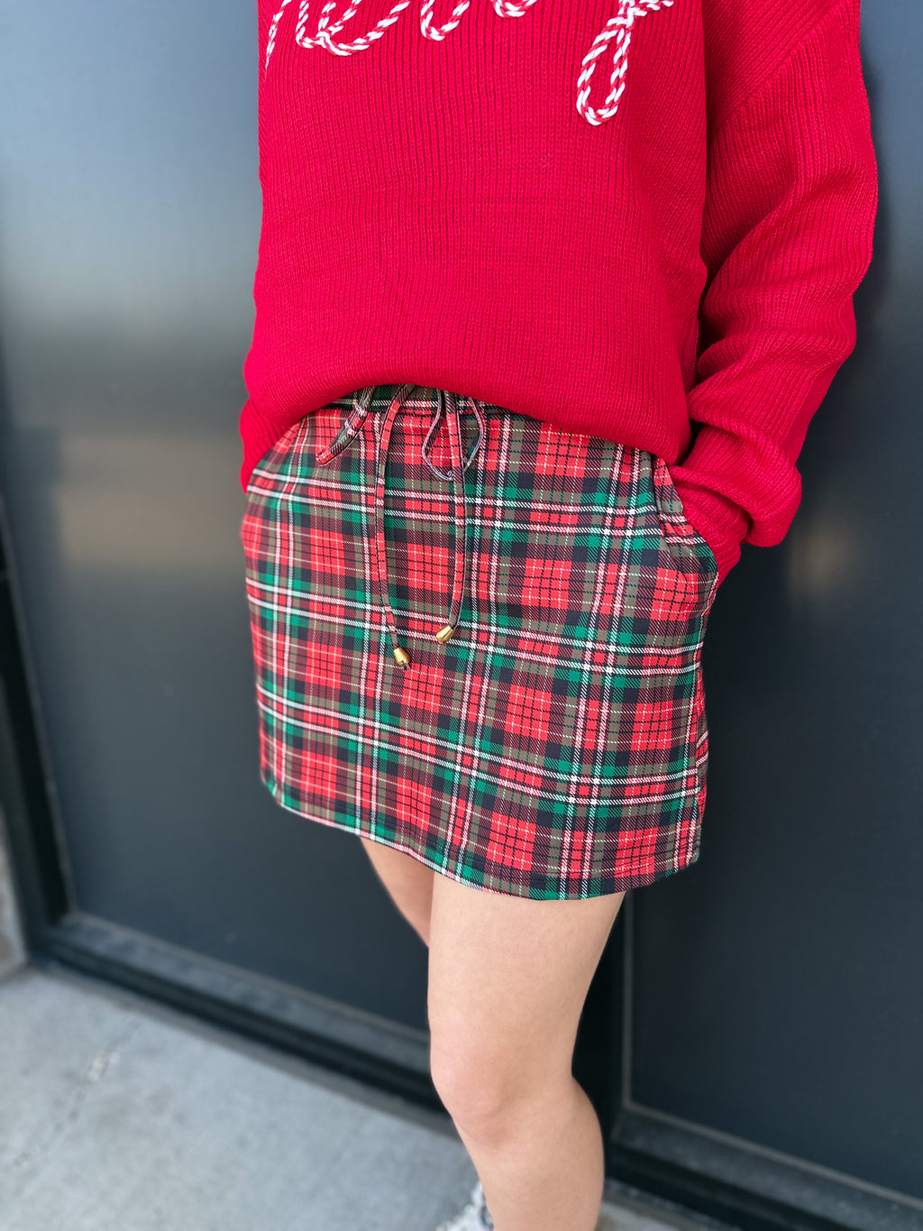 Red Christmas Plaid Skort