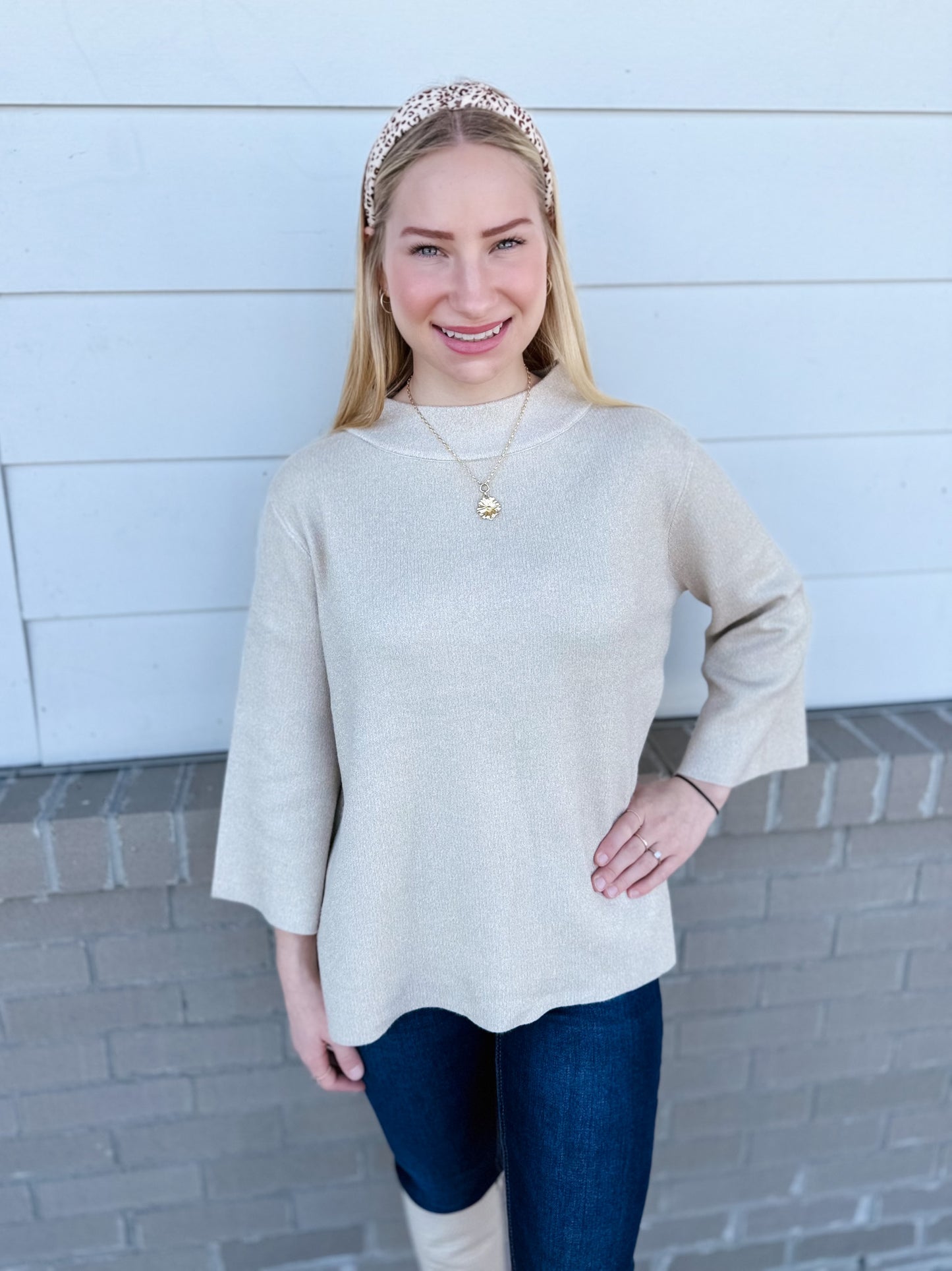 Golden Glow Mock Neck Sweater