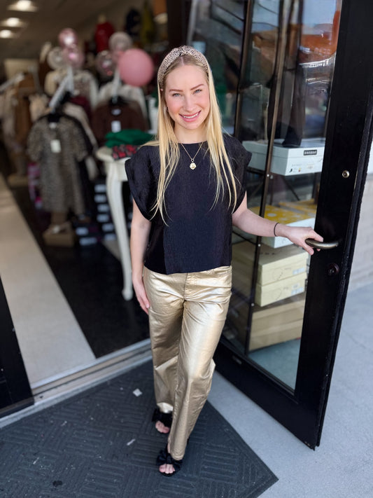 Charlotte High Rise Wide Leg Pants – Gold