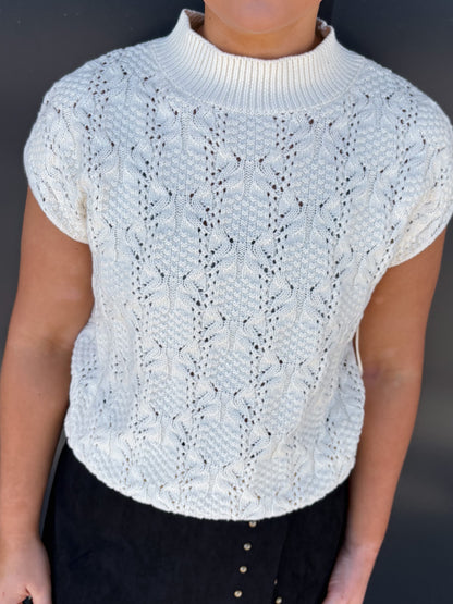 Cable Knit Mock Neck Sweater