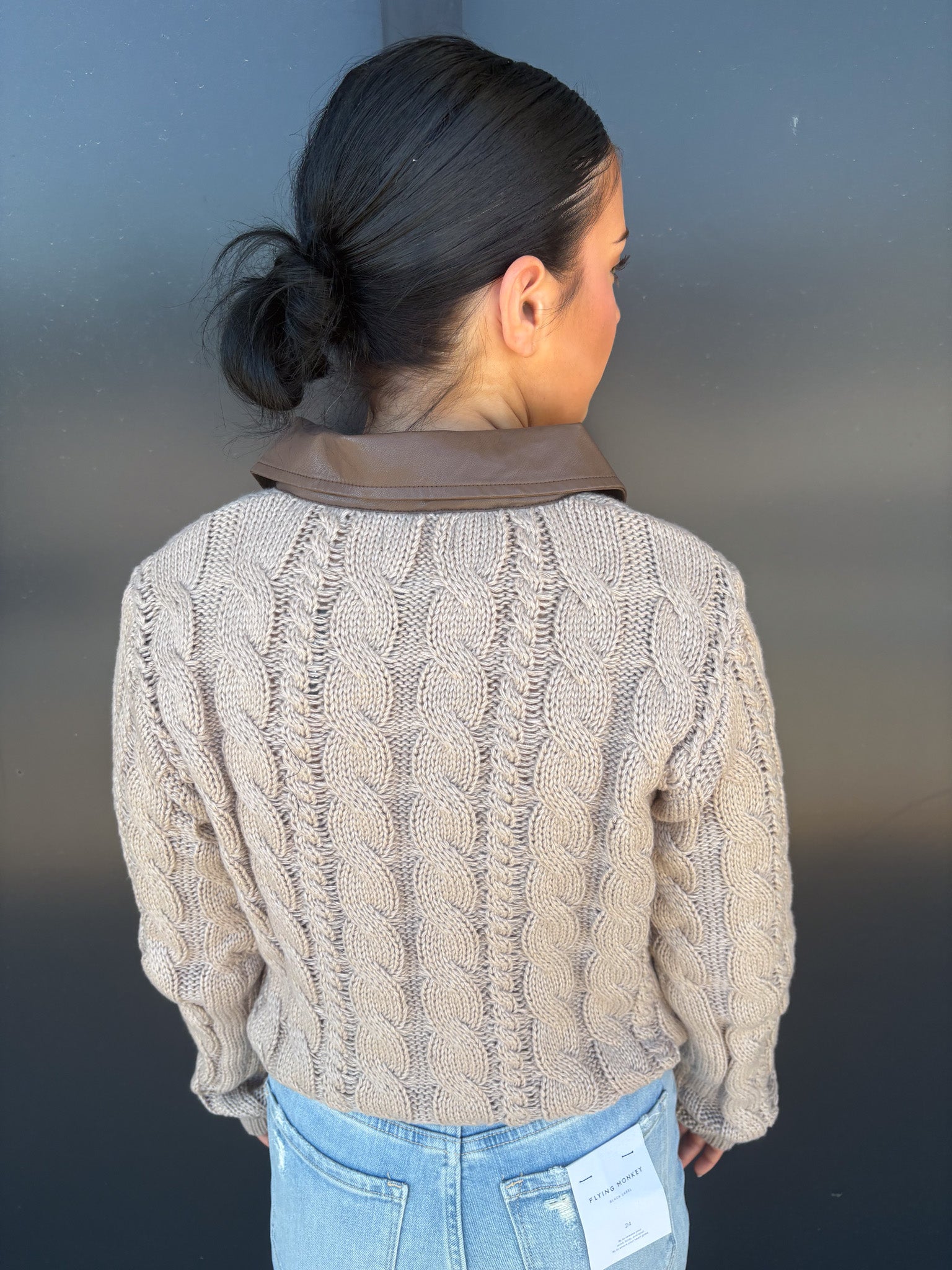 Cable Knit Front Zip Jacket