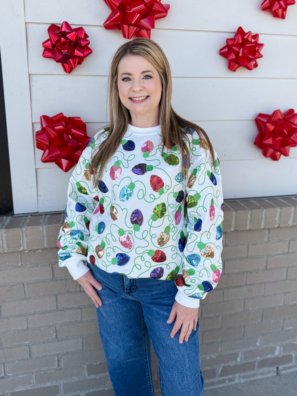 Christmas Lights Sequin Sweater