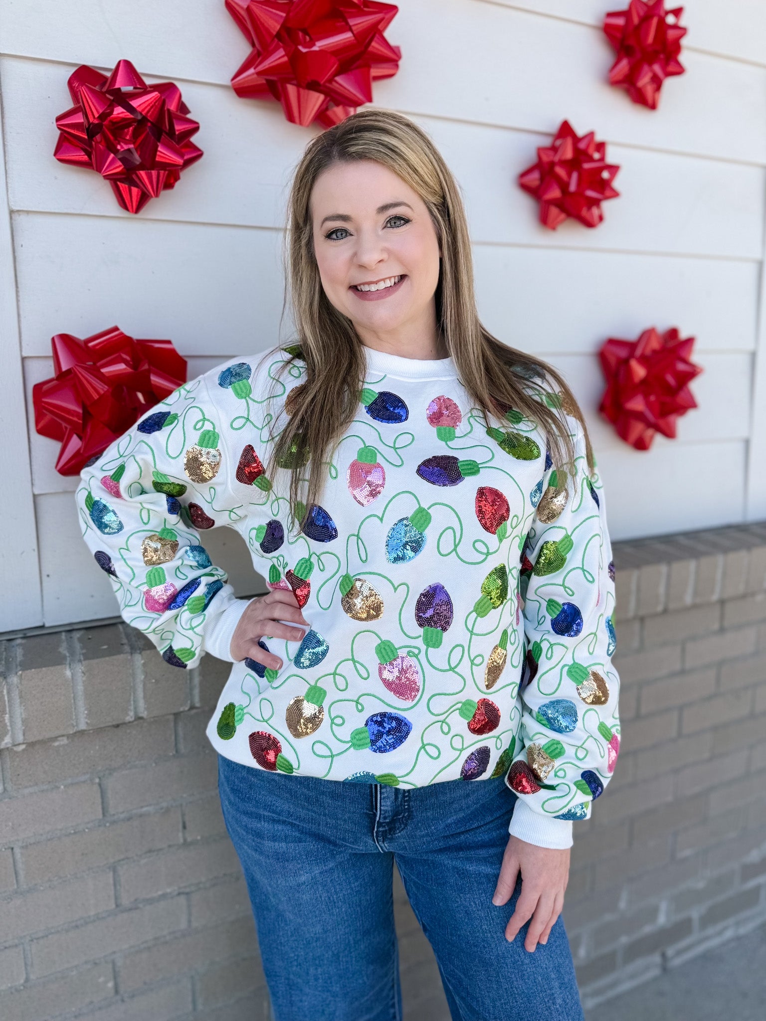 Christmas Lights Sequin Sweater
