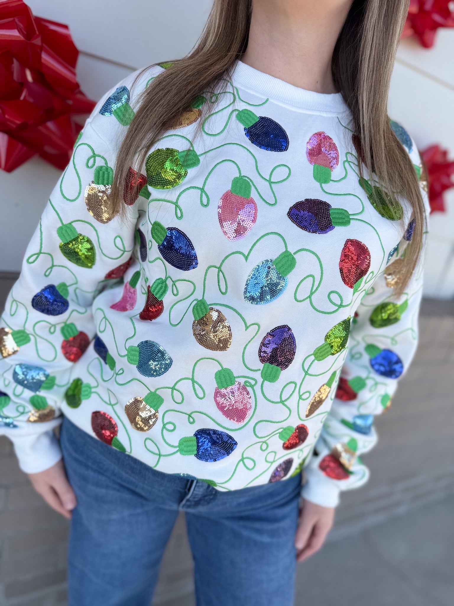 Christmas Lights Sequin Sweater
