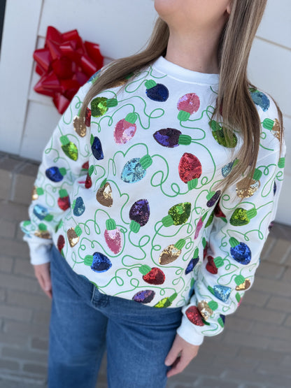 Christmas Lights Sequin Sweater