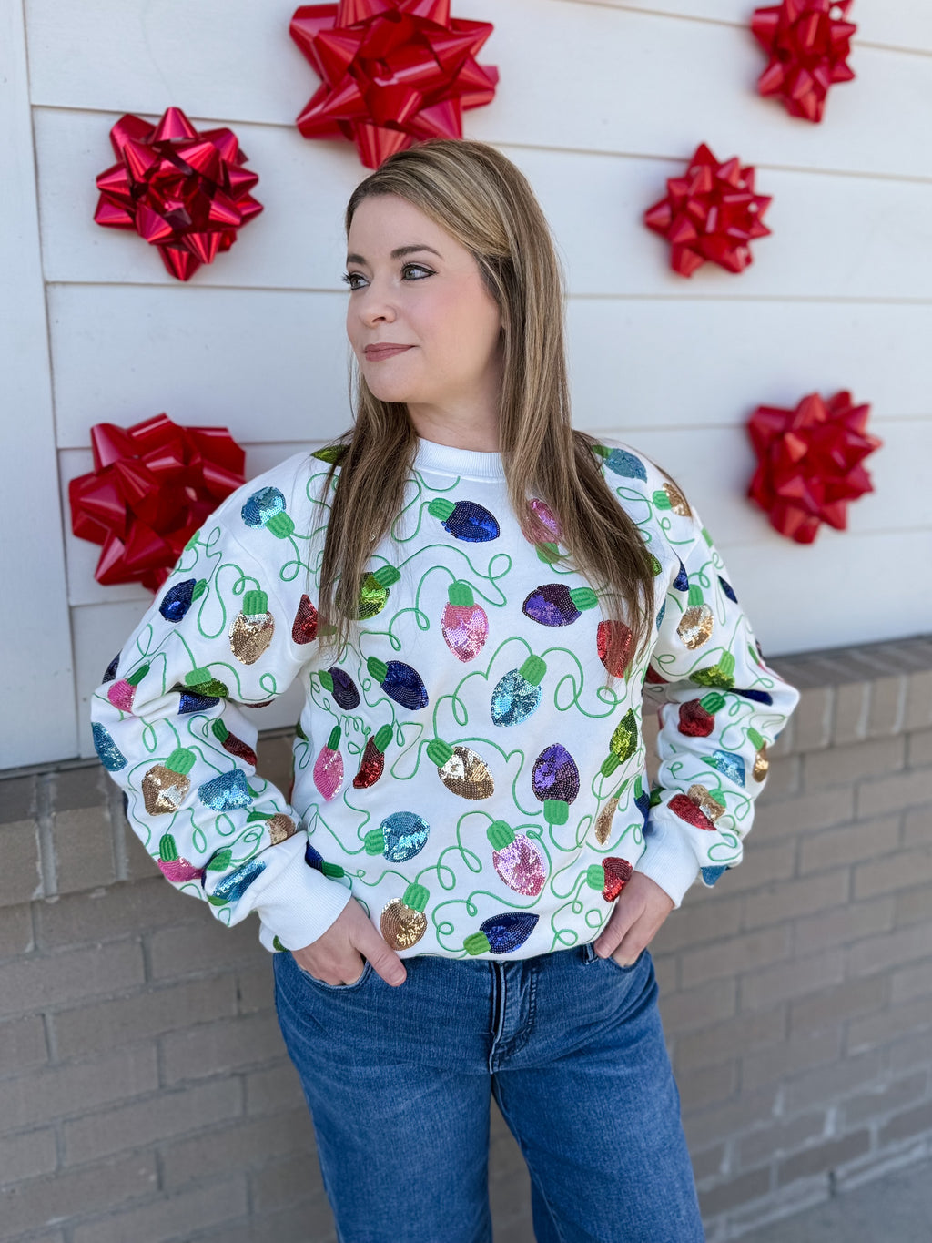 Christmas Lights Sequin Sweater