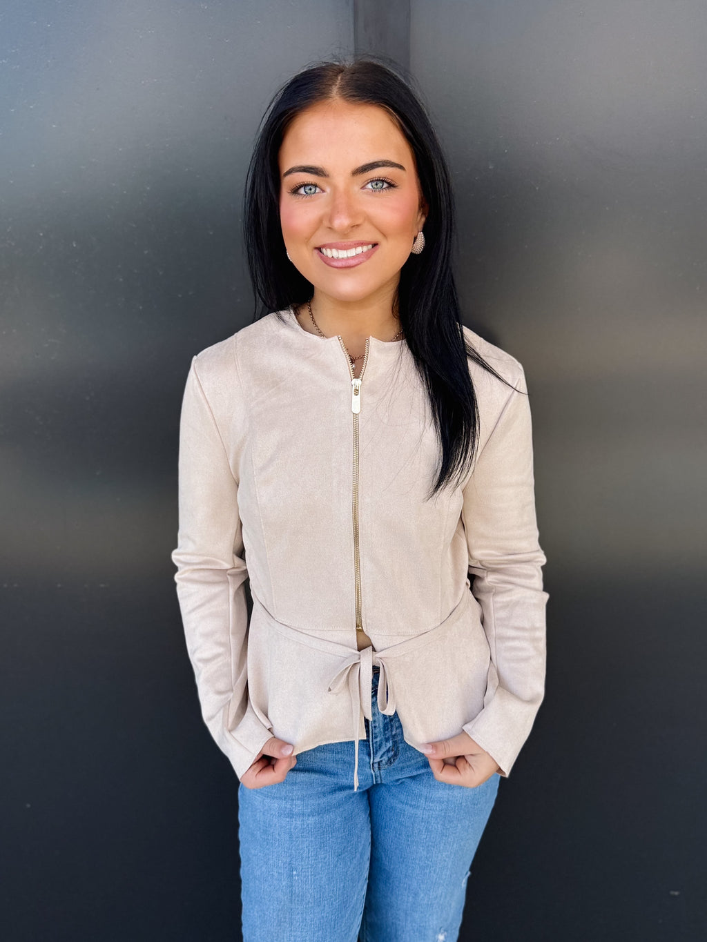 The Monroe Suede Peplum Jacket! 🖤