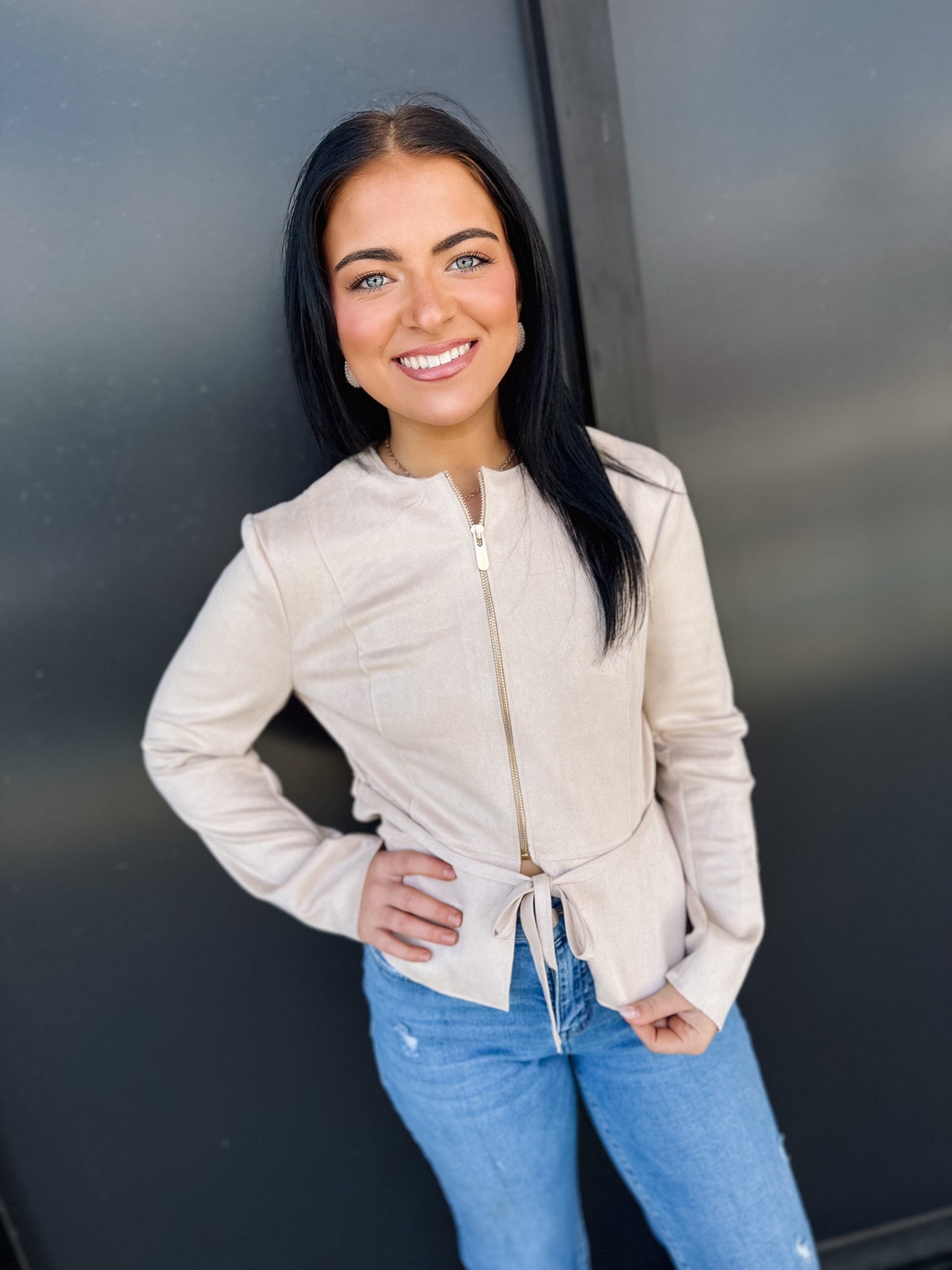 The Monroe Suede Peplum Jacket 🖤