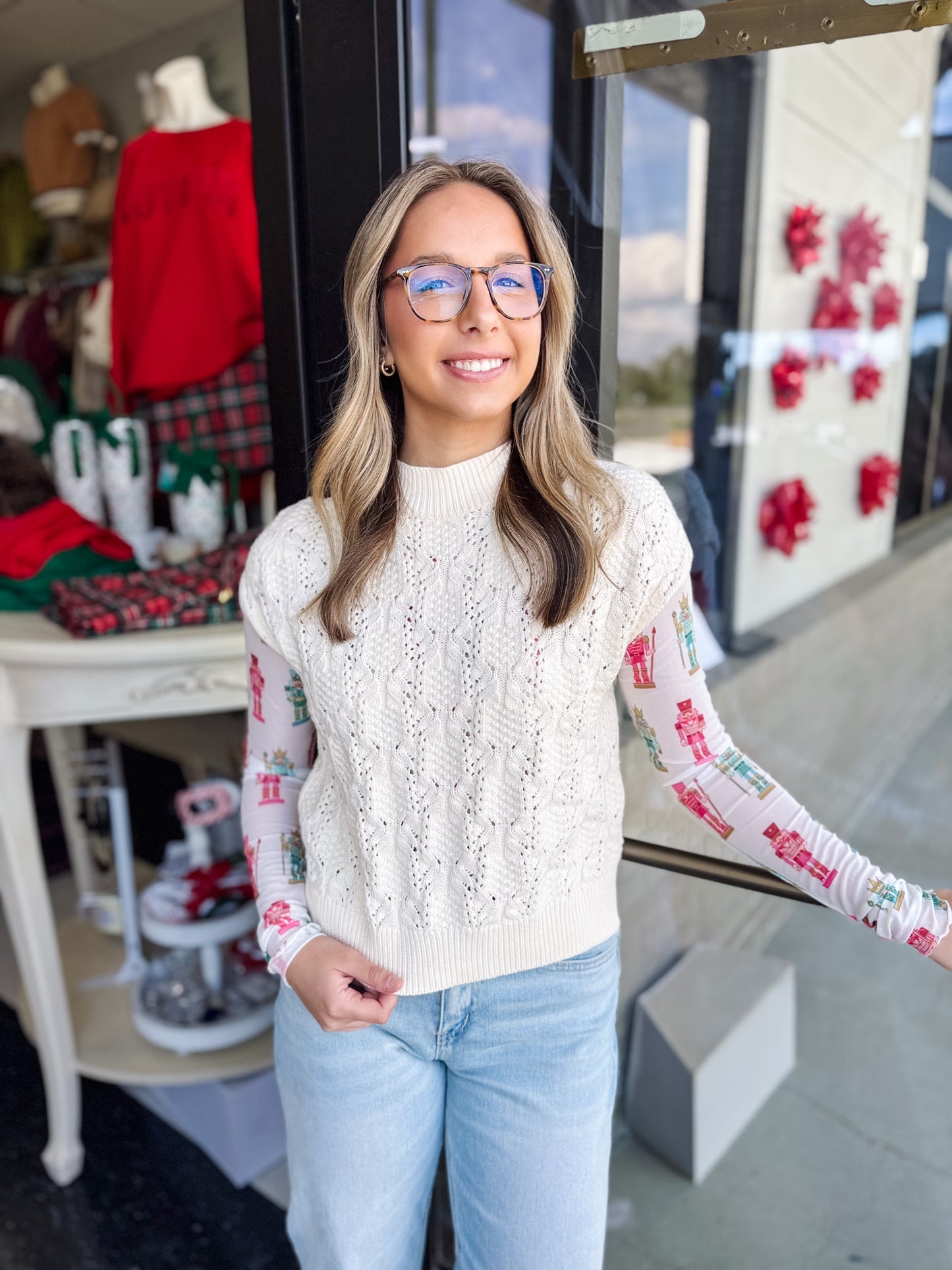 Keigan Mesh Top- Holiday Nutcrackers