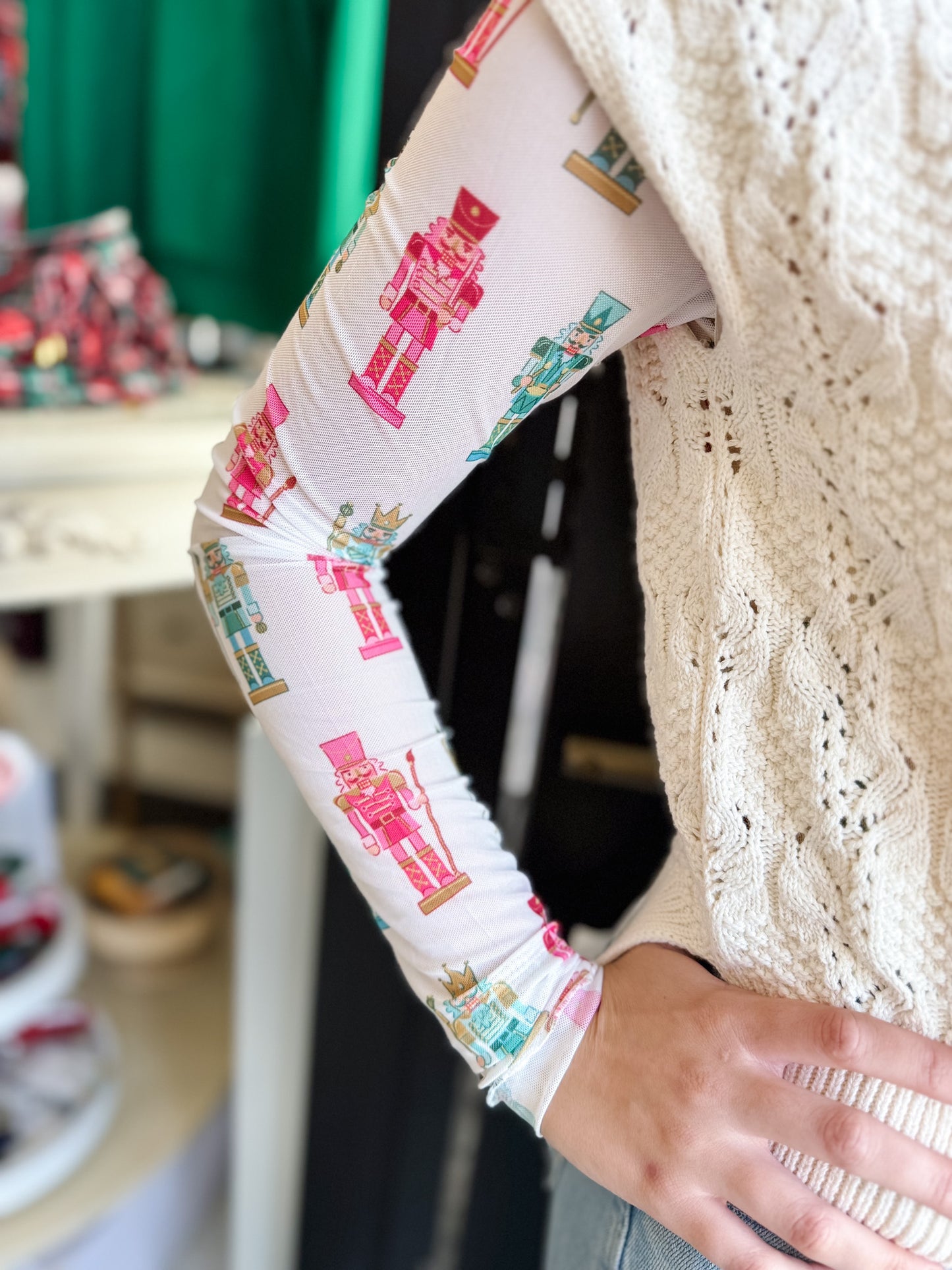 Keigan Mesh Top- Holiday Nutcrackers