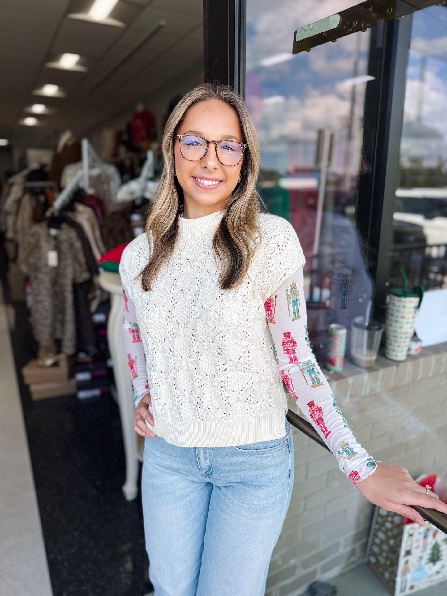 Keigan Mesh Top- Holiday Nutcrackers