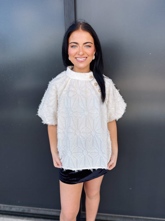The Margot Textured Button Detail Top ✨