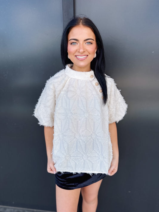 The Margot Textured Button Detail Top ✨