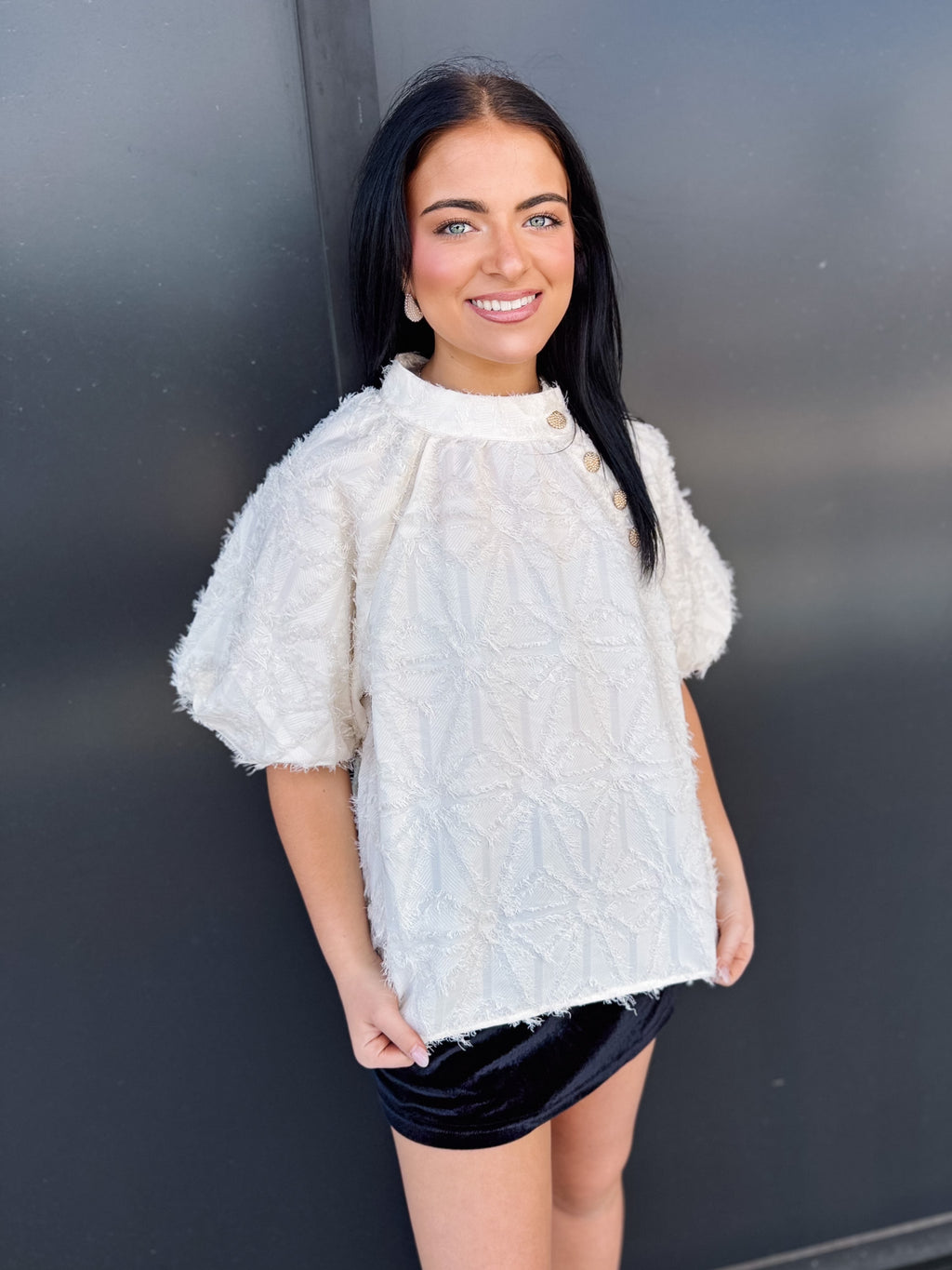 The Margot Textured Button Detail Top ✨