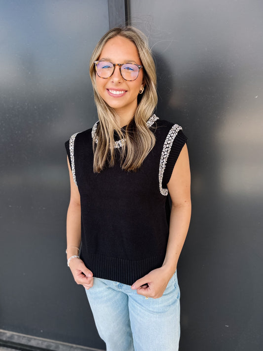 The Blair Embellished Mock Neck Knit Top ✨