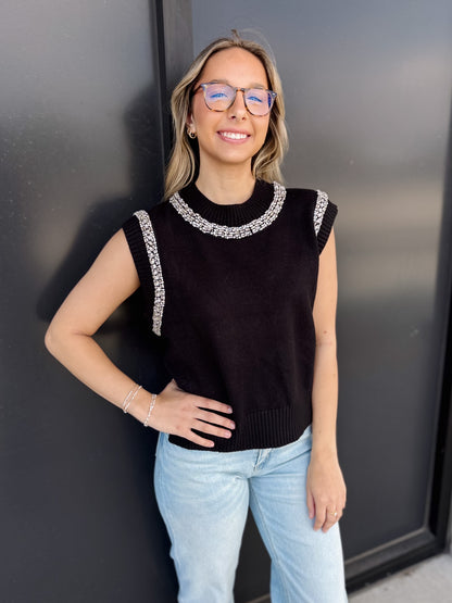 The Blair Embellished Mock Neck Knit Top ✨