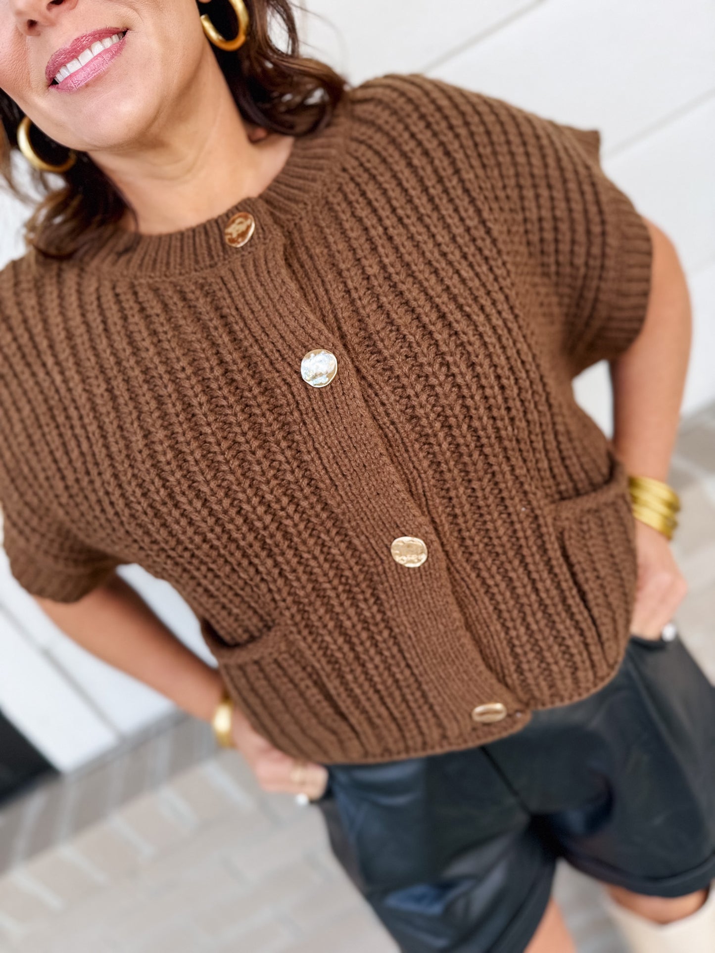 Cozy Moments Button Down Knit Sweater Top