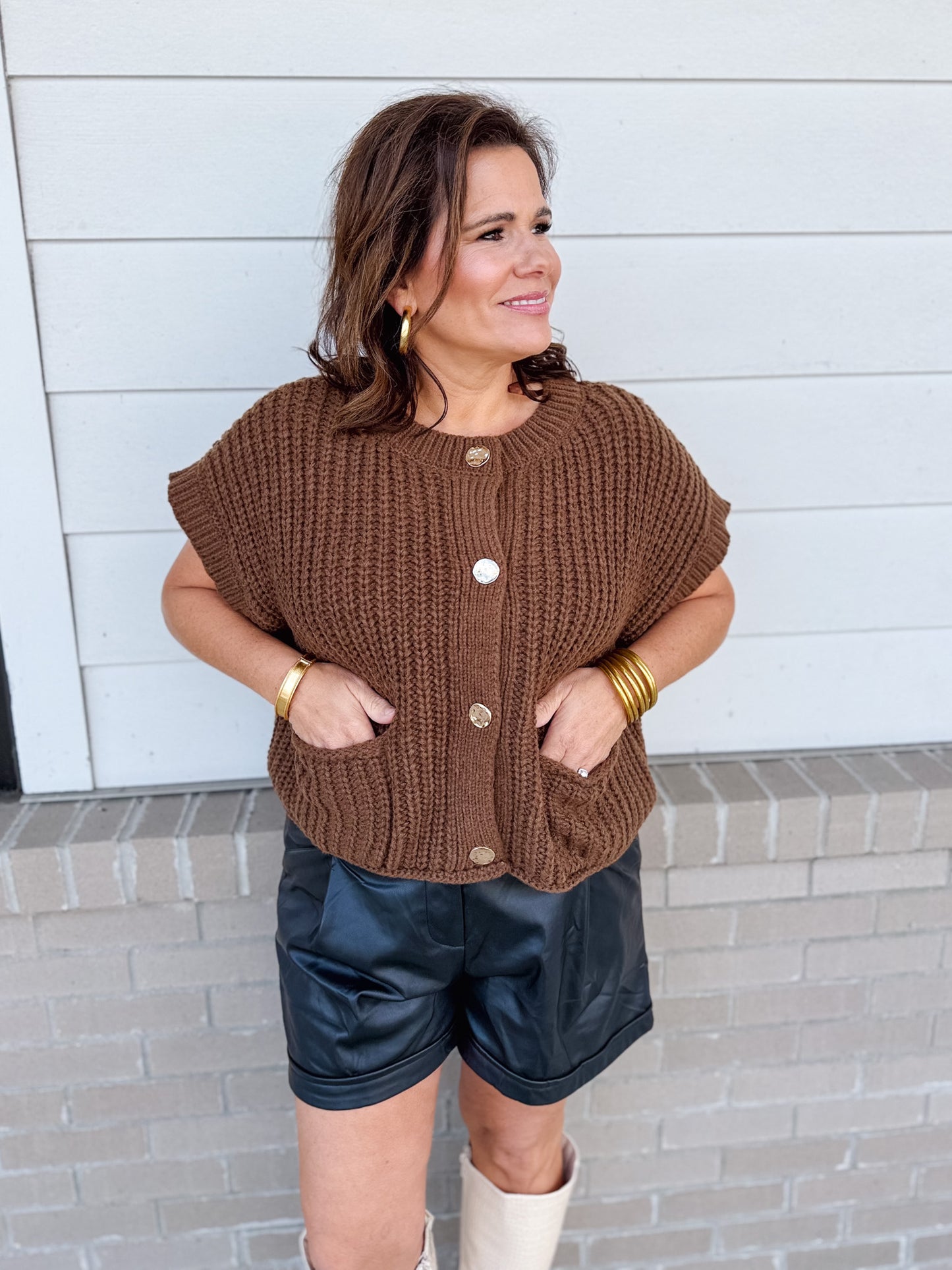 Cozy Moments Button Down Knit Sweater Top