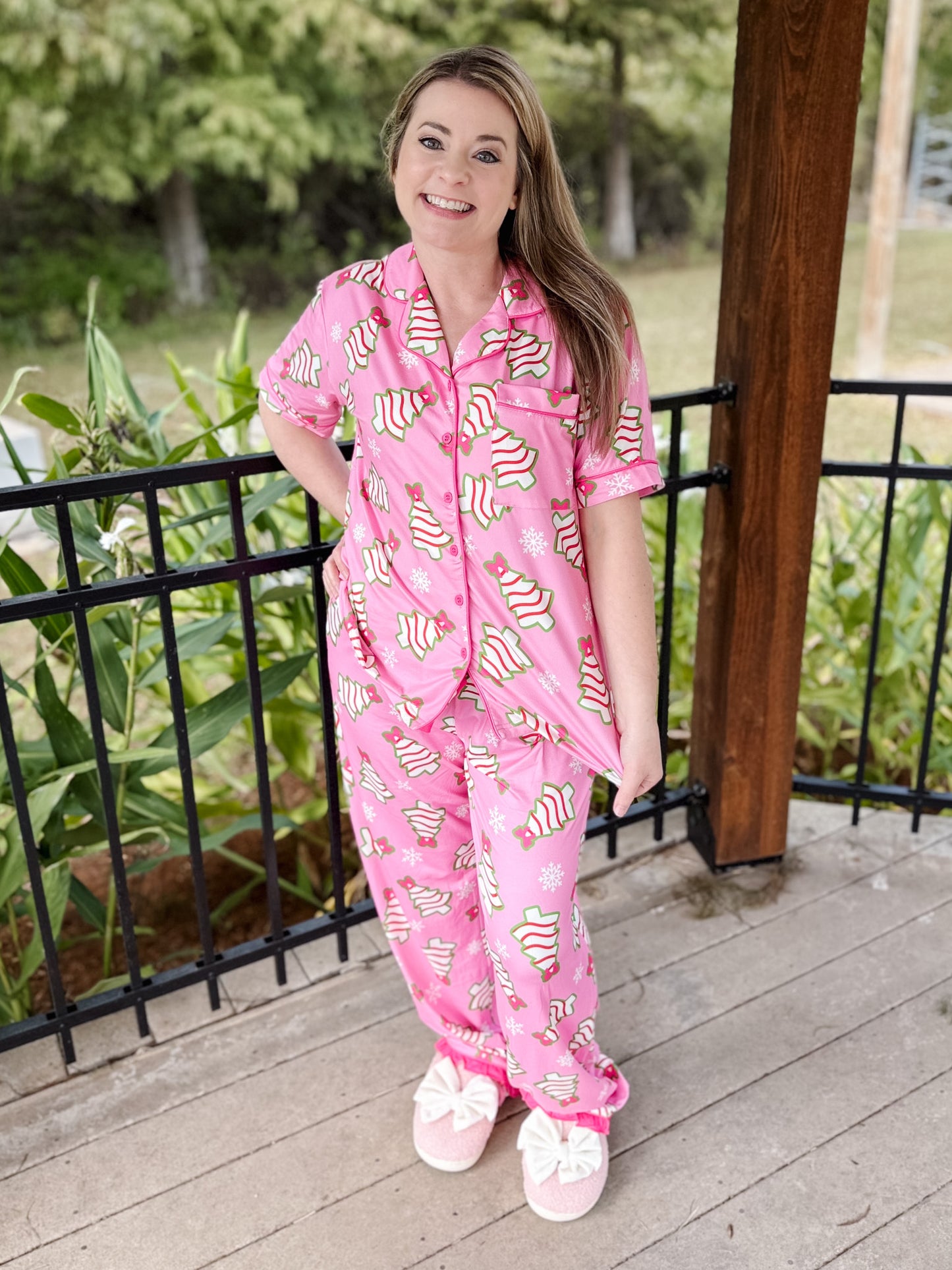 Jess Lea Bow Christmas Treat Ruffle PJ Set