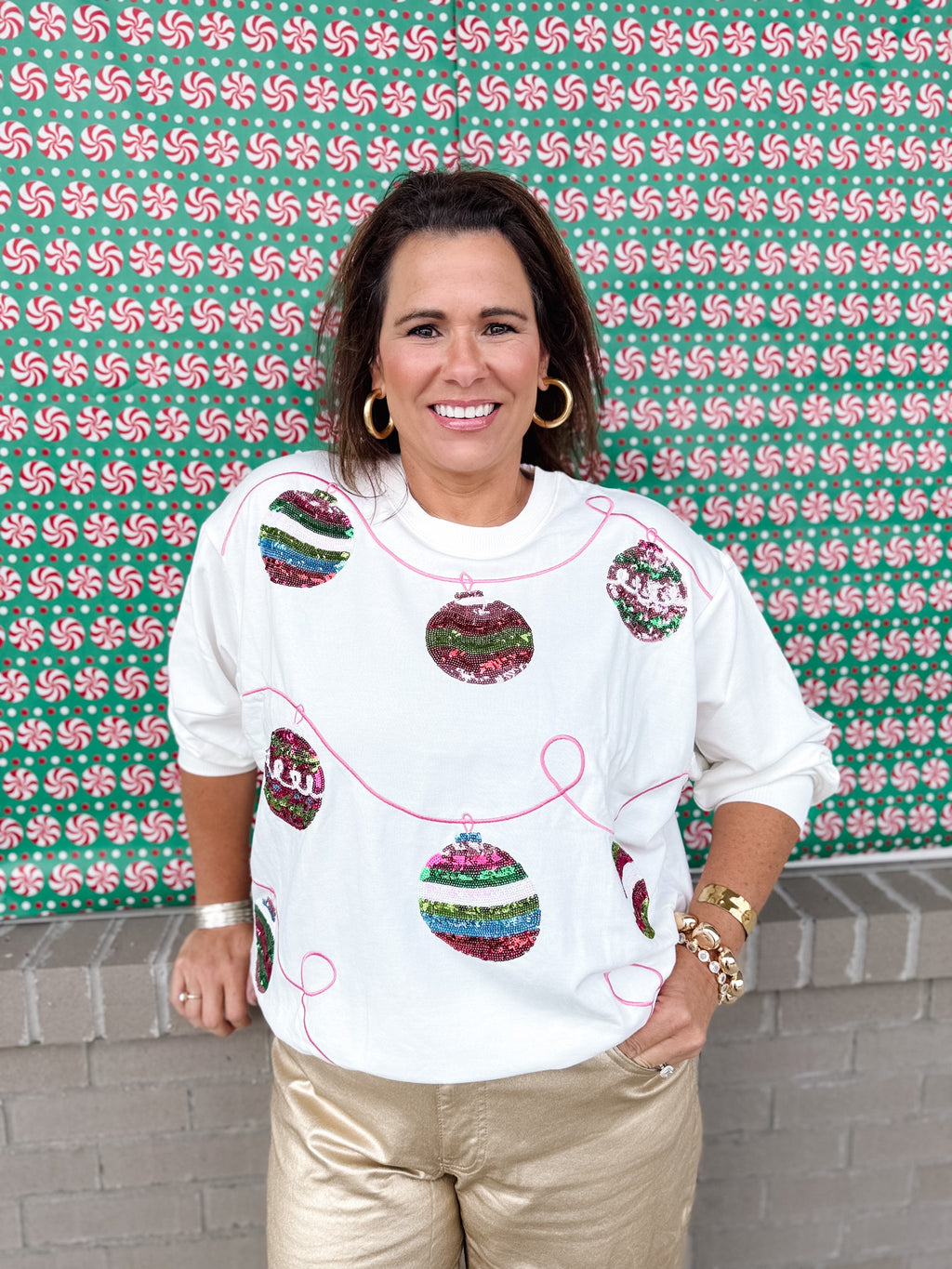 Sequin Ornaments Sweatshirt