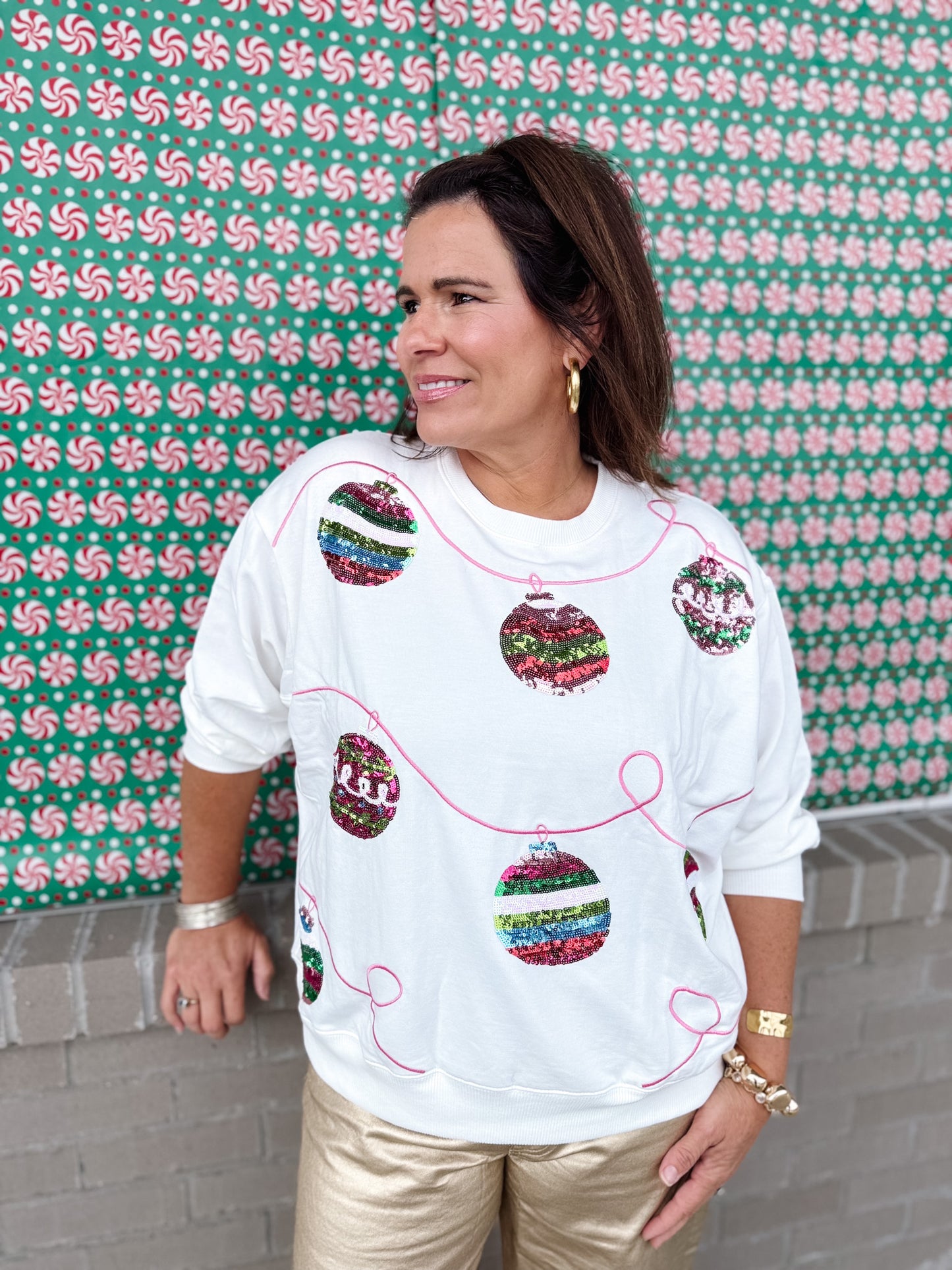 Sequin Ornaments Sweatshirt