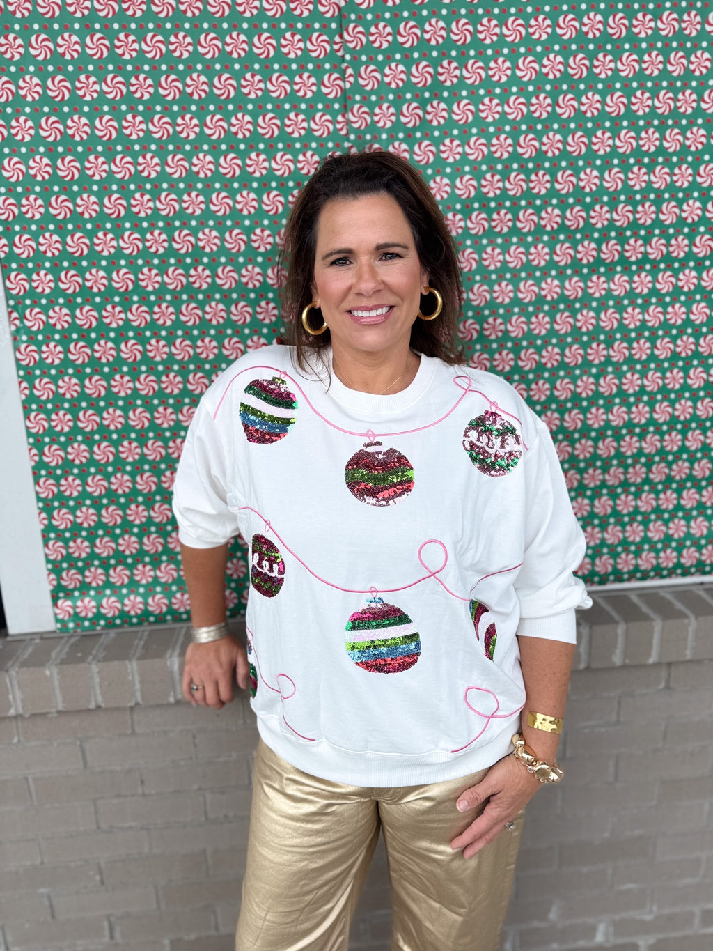 Sequin Ornaments Sweatshirt