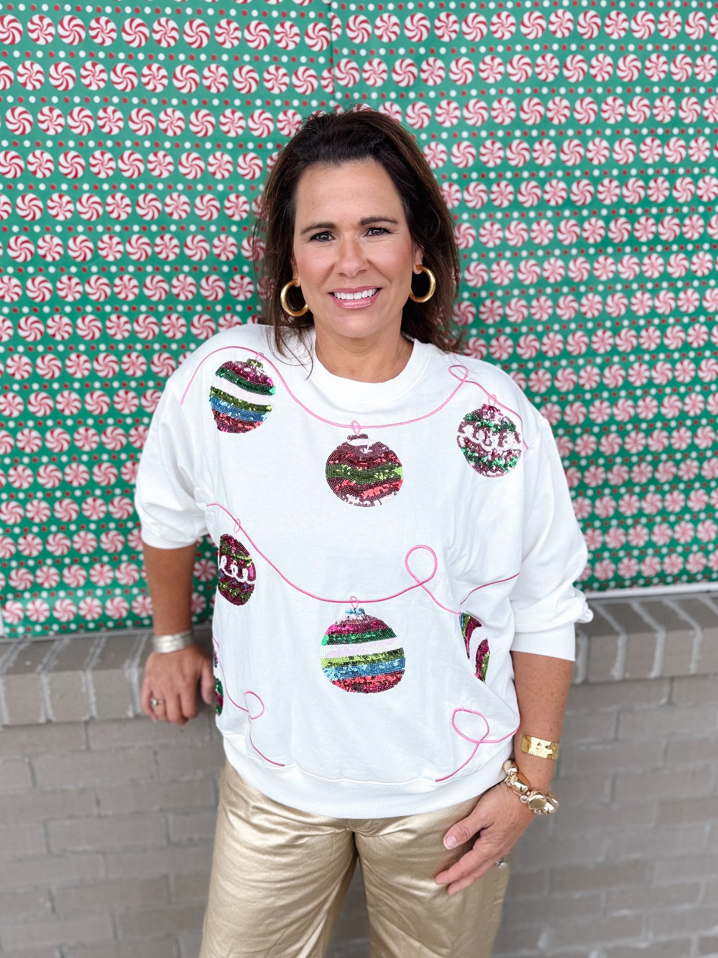 Sequin Ornaments Sweatshirt